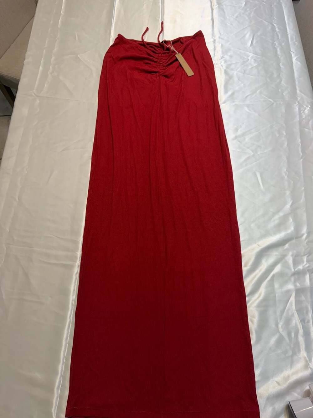 SKIMS Soft Lounge Ruched Long Skirt Brick Red
